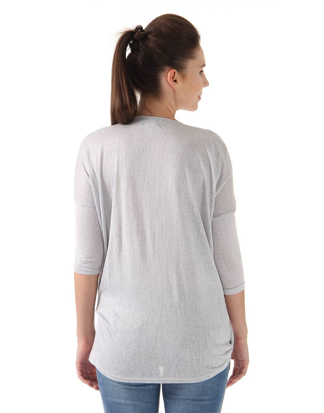 Ax Paris Women Casual Wear Grey Asymmetric Top